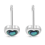 Abalone Shell Heart Silver Stud Earrings, e344